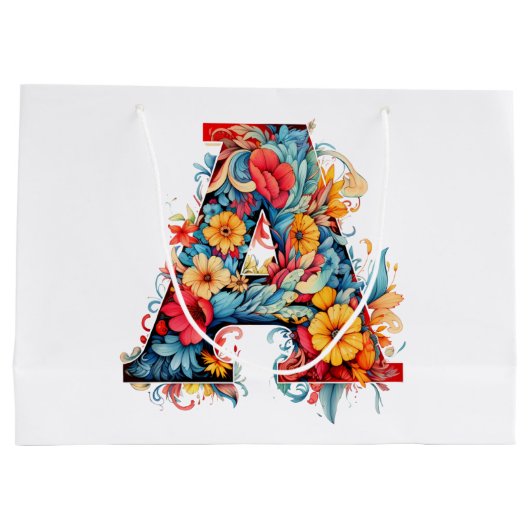 Monogram A Abloom Große Geschenktüte (Rückseite)