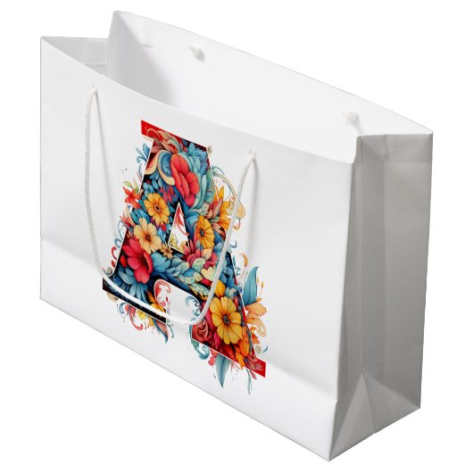 Monogram A Abloom Große Geschenktüte (Vorderseite Schrägansicht)