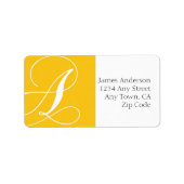 Monogram A Address Labels Gelb Adressaufkleber (Vorne)