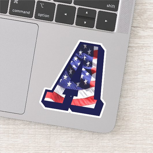 Monogram A American Flag Letter A Initial USA Aufkleber (Detail)