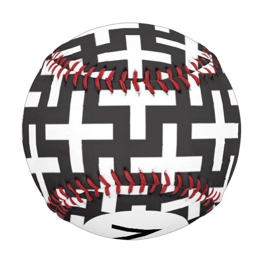 Monogram A B&W-Muster mit Pluszeichen Baseball (Rückseite)