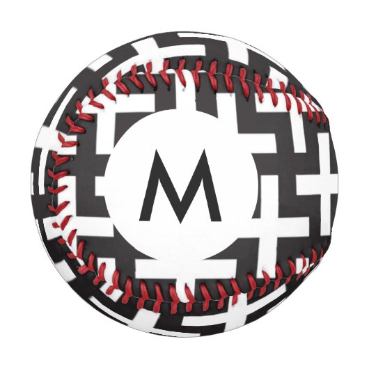 Monogram A B&W-Muster mit Pluszeichen Baseball (Vorderseite Links)