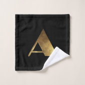 Monogram A Black and Gold Look Elegante Typografie Badhandtuch Set (Waschlappen)