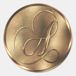 Monogram A Bronze Wedding Invitation Holiday Runder Aufkleber