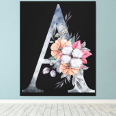 Monogram A Floral Blues Leinwanddruck (Insitu (Holzboden))