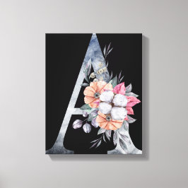 Monogram A Floral Blues Leinwanddruck