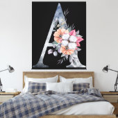 Monogram A Floral Blues Leinwanddruck (Insitu (Schlafzimmer))