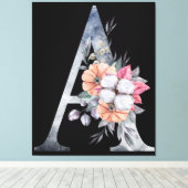 Monogram A Floral Blues Leinwanddruck (Insitu (Holzboden))