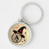 Monogram A Halloween Sky Hexenspinnen Name Schlüsselanhänger (Vorne)