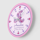 Monogram A heart girls name was rosa clock bedeute Große Wanduhr (Winkel)