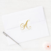 Monogram A Imitats Gold Foil Metallic Letter Desig Quadratischer Aufkleber (Umschlag)