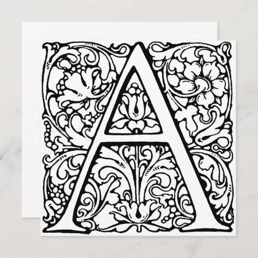 Monogram A Initial Black and White Floral Pattern (Vorne/Hinten)