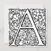 Monogram A Initial Black and White Floral Pattern (Vorderseite)