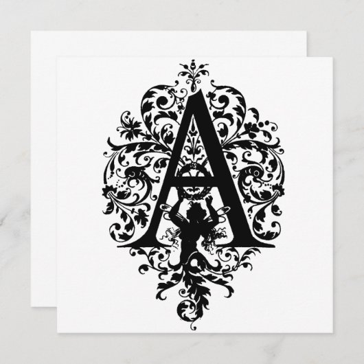 Monogram A Initial Black and White Floral Pattern (Vorne/Hinten)