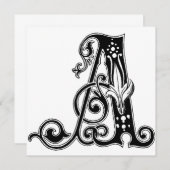 Monogram A Initial Black and White Floral Pattern (Vorne/Hinten)