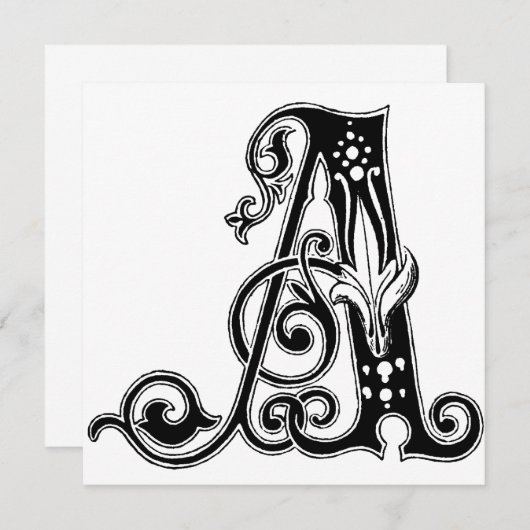 Monogram A Initial Black and White Floral Pattern (Vorne/Hinten)