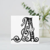 Monogram A Initial Black and White Floral Pattern (Stehend Vorderseite)