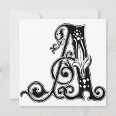 Monogram A Initial Black and White Floral Pattern (Vorderseite)