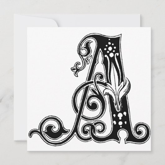 Monogram A Initial Black and White Floral Pattern (Vorderseite)