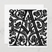 Monogram A Initial Black and White Floral Pattern (Vorne/Hinten)