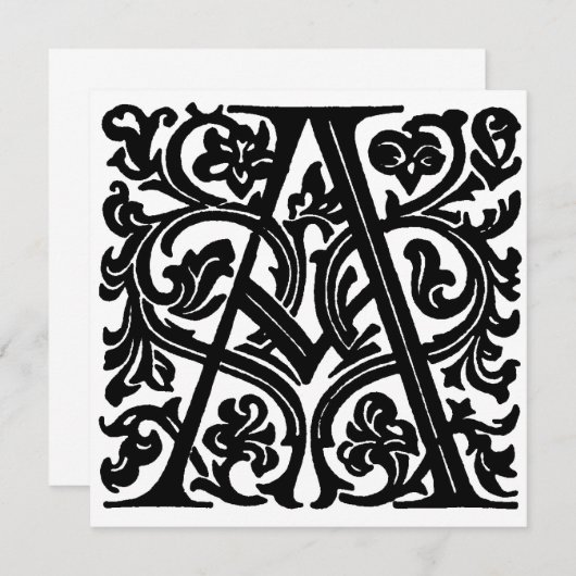 Monogram A Initial Black and White Floral Pattern (Vorne/Hinten)
