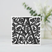 Monogram A Initial Black and White Floral Pattern (Stehend Vorderseite)