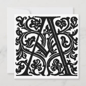 Monogram A Initial Black and White Floral Pattern (Vorderseite)