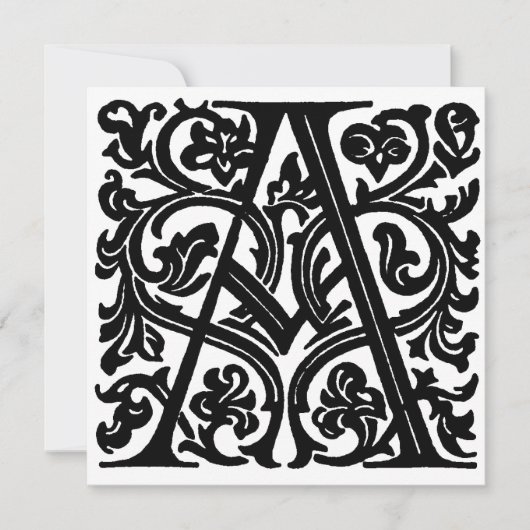 Monogram A Initial Black and White Floral Pattern (Vorderseite)