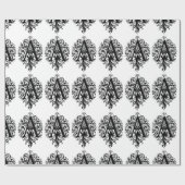 Monogram A Initial Black and White Floral Pattern Geschenkpapier (Flach)