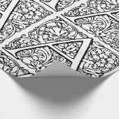 Monogram A Initial Black and White Floral Pattern Geschenkpapier (Ecke)