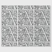 Monogram A Initial Black and White Floral Pattern Geschenkpapier (Flach)