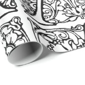 Monogram A Initial Black and White Floral Pattern Geschenkpapier (Rolleneckpunkt)