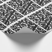 Monogram A Initial Black and White Floral Pattern Geschenkpapier (Ecke)