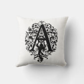 Monogram A Initial Black and White Floral Pattern Kissen (Rückseite)
