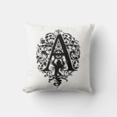 Monogram A Initial Black and White Floral Pattern Kissen (Vorderseite)