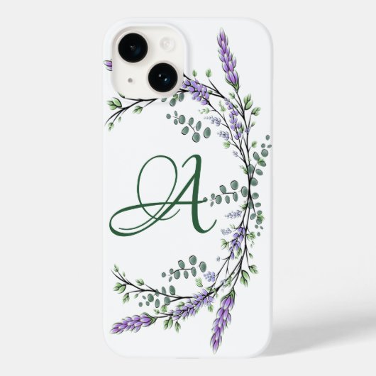 Monogram A Lavender Eucalyptus Case-Mate iPhone Ca Hülle (Rückseite)