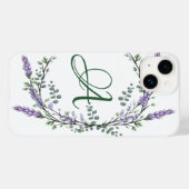 Monogram A Lavender Eucalyptus Case-Mate iPhone Ca Hülle (Rückseite (Horizontal))