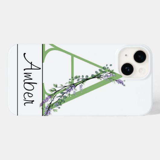Monogram A Lavender Eucalyptus Case-Mate iPhone Ca Hülle (Rückseite (Horizontal))