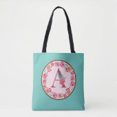 Monogram A Letter with Peony Blumen Image Tasche (Vorderseite)