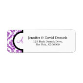 Monogram A Lila Damask Address Labels (Vorne)