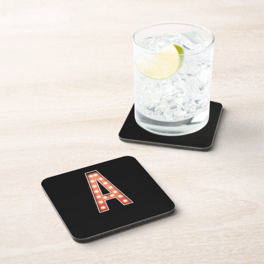 Monogram A Marquee Lights Getränkeuntersetzer (Rechte Seite)