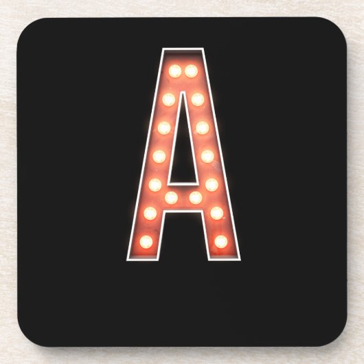 Monogram A Marquee Lights Getränkeuntersetzer (Vorderseite)