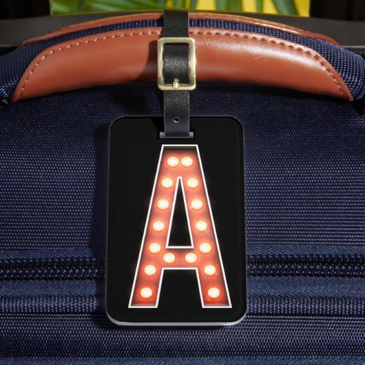 Monogram A Marquee Lights Personalisiert Gepäckanhänger (Vorderseite Insitu 2)