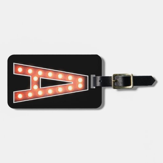 Monogram A Marquee Lights Personalisiert Gepäckanhänger (Vorderseite horizontal)