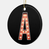 Monogram A Marquee Lights Personalisiert Keramik Ornament (Links)