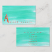 Monogram A Minimalism Minze Watermelon Aquarelle Visitenkarte (Vorne/Hinten)