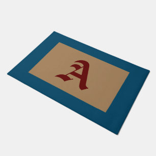 Monogram A Old English Blue Trim Doormat Fußmatte