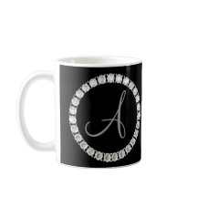 Monogram A rhinestones black bg