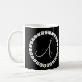 Monogram A rhinestones black bg Kaffeetasse