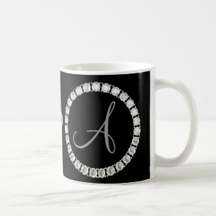 Monogram A rhinestones black bg Kaffeetasse